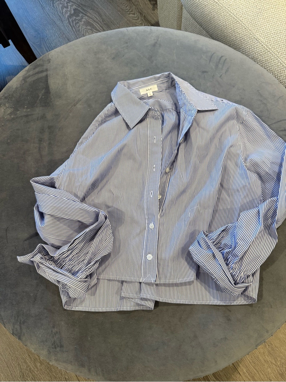 A.L.C. Navy and White Striped Button-Front Shirt